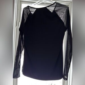 Fabletics Black Mesh Long Sleeve Top